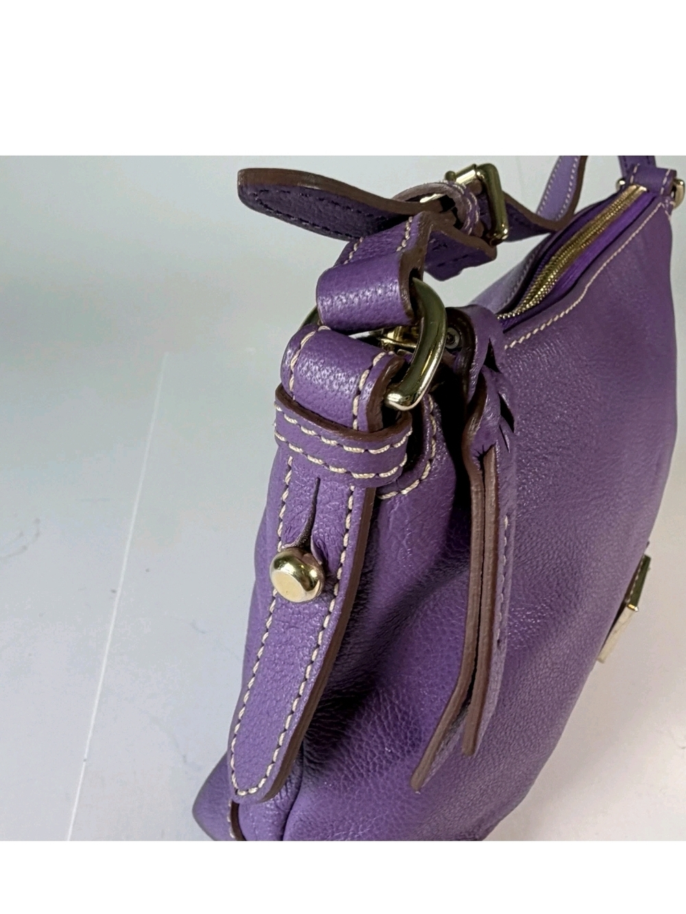Dooney & Bourke Purple Leather Crossbody Bag - Picture 3 of 16